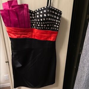 Lipsy London Multicolored Embellished Sequin Strapless Dress. Size 8-10